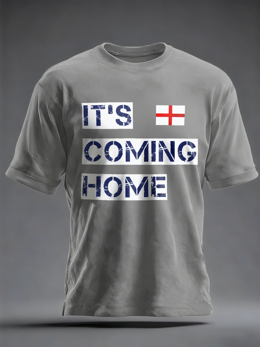 Herren-T-Shirt „It's Coming Home“ aus Baumwollimitat für Fußballfans aus Großbritannien