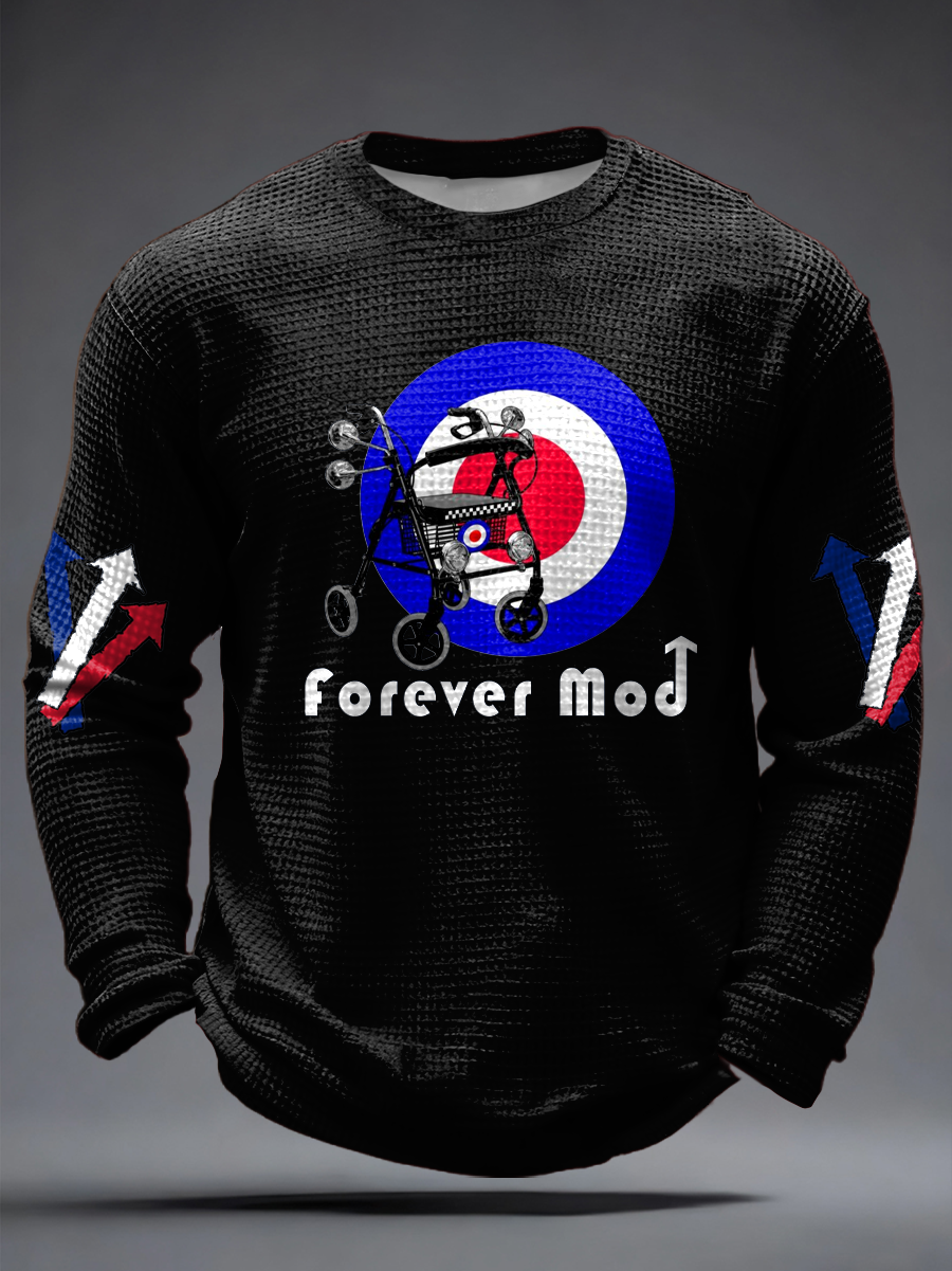 Herren-Langarmshirt mit Waffelstruktur, passend für Musikliebhaber aus Großbritannien (Mods).