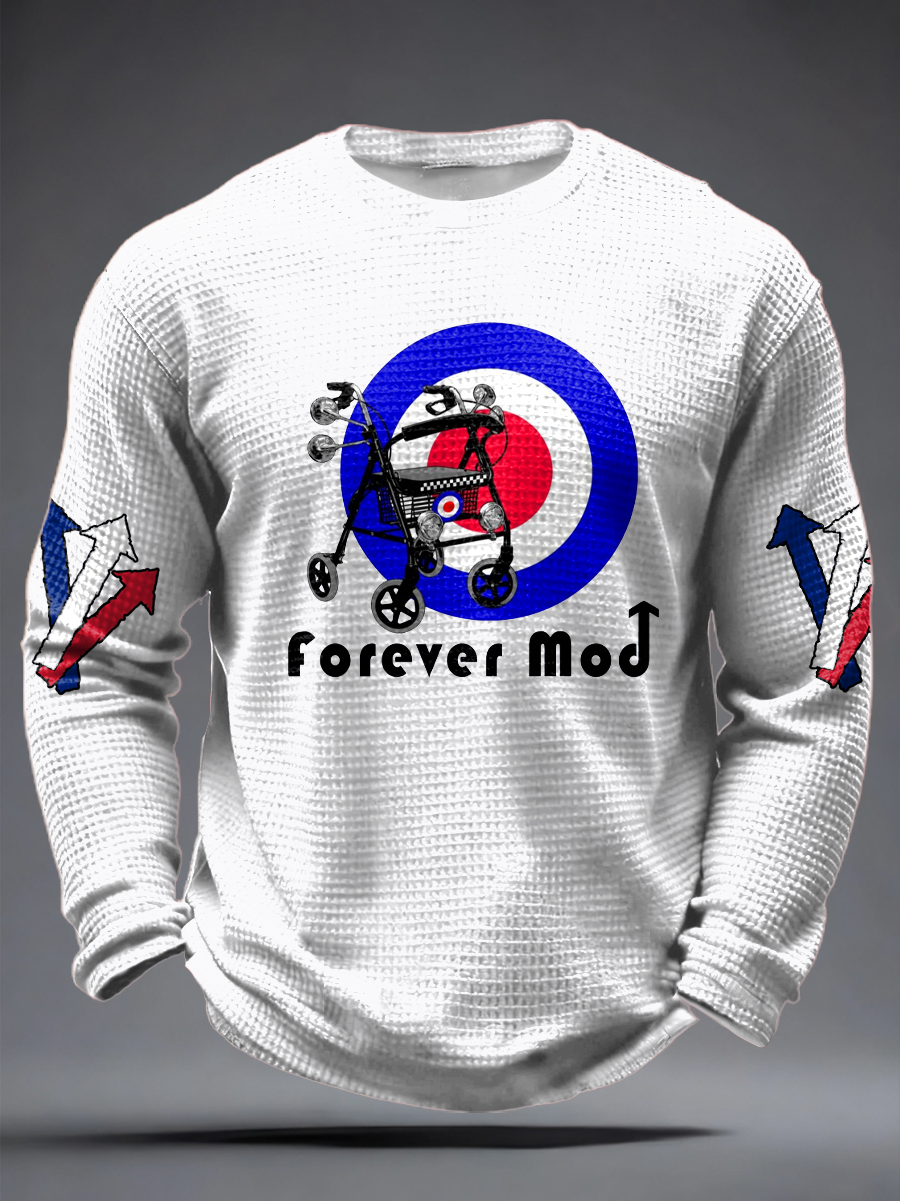 Herren-Langarmshirt mit Waffelstruktur, passend für Musikliebhaber aus Großbritannien (Mods).