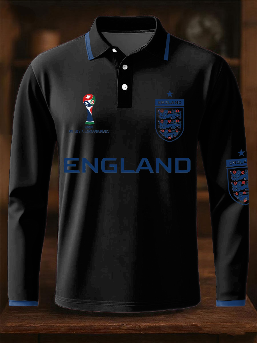 Herren-Langarmshirt mit Aufdruck „England 2026“ für Fußballfans aus Großbritannien.