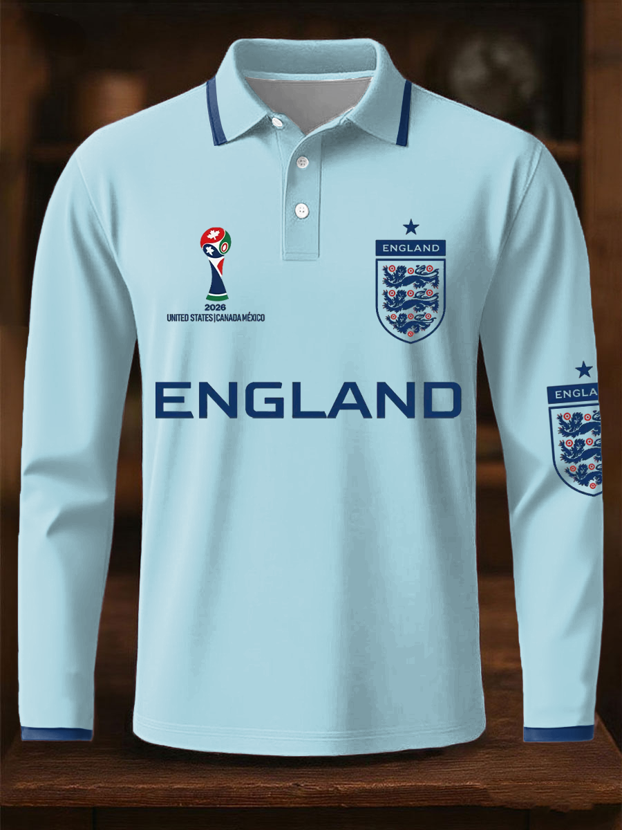 Herren-Langarmshirt mit Aufdruck „England 2026“ für Fußballfans aus Großbritannien.
