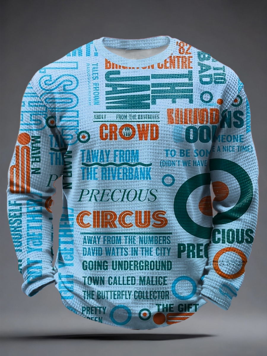 Herren-Langarmshirt mit Waffelstruktur, passend für Musikliebhaber aus Großbritannien (Mods).