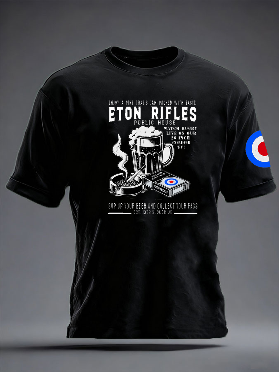 Men's UK Mods Music Lover imitation cotton short-sleeved T-shirt