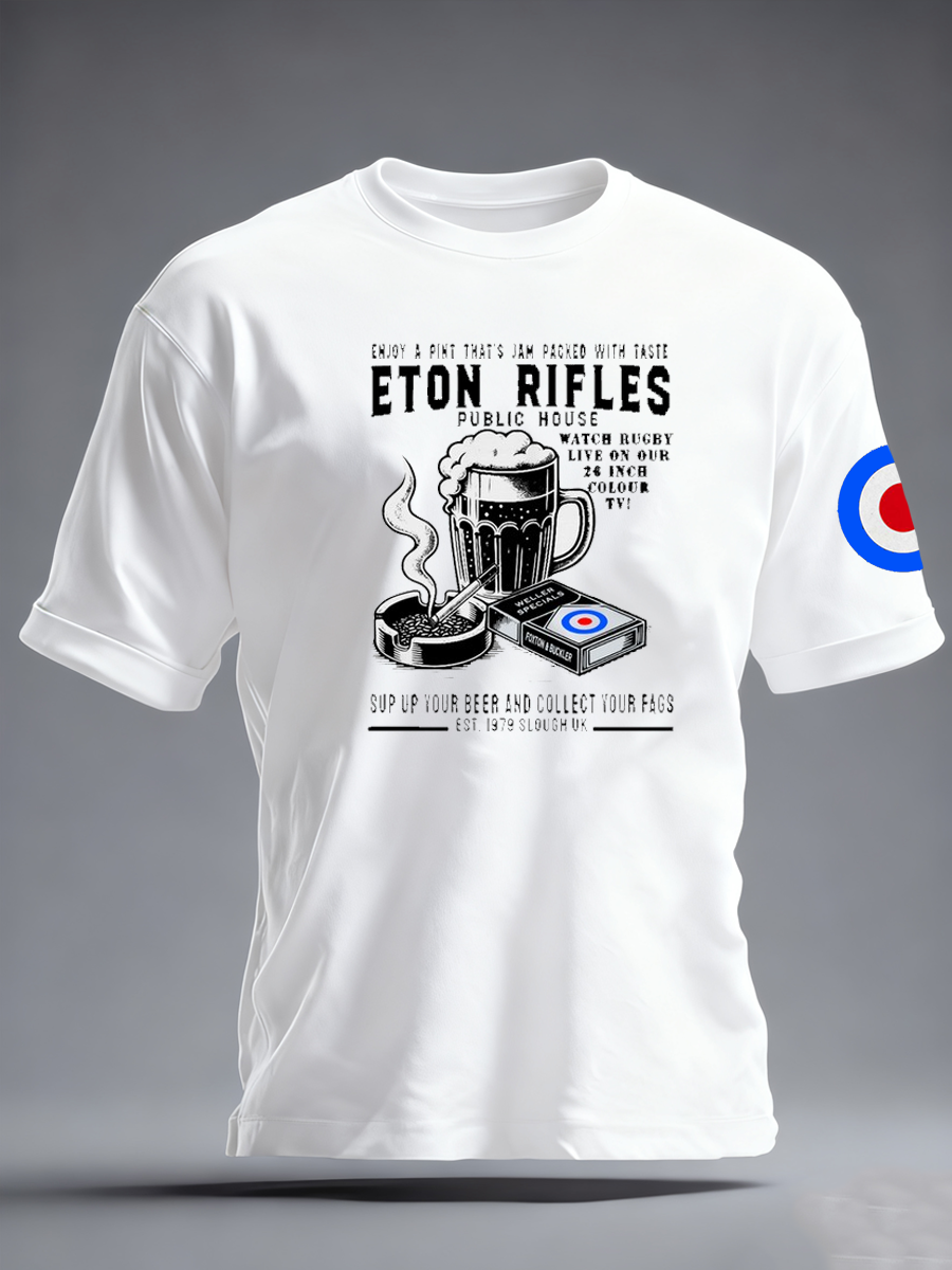 Men's UK Mods Music Lover imitation cotton short-sleeved T-shirt