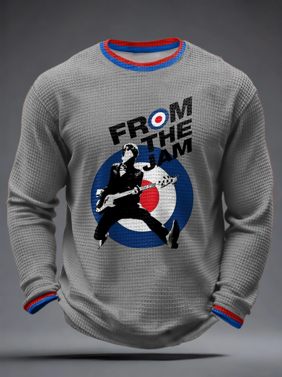 Herren-Langarmshirt mit Waffelstruktur, passend für Musikliebhaber aus Großbritannien (Mods).