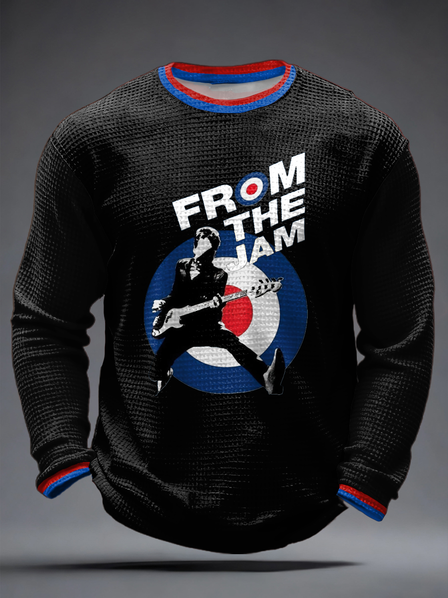 Herren-Langarmshirt mit Waffelstruktur, passend für Musikliebhaber aus Großbritannien (Mods).