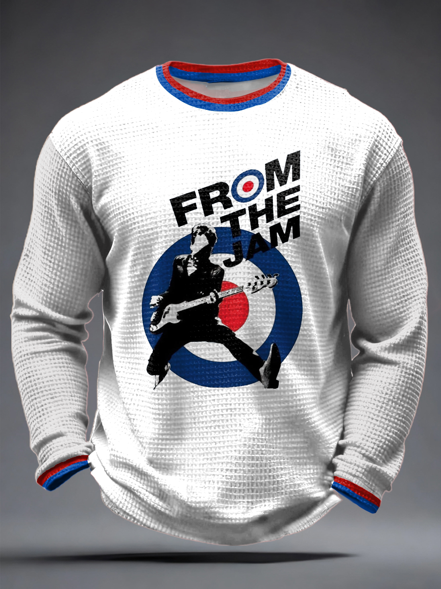 Herren-Langarmshirt mit Waffelstruktur, passend für Musikliebhaber aus Großbritannien (Mods).