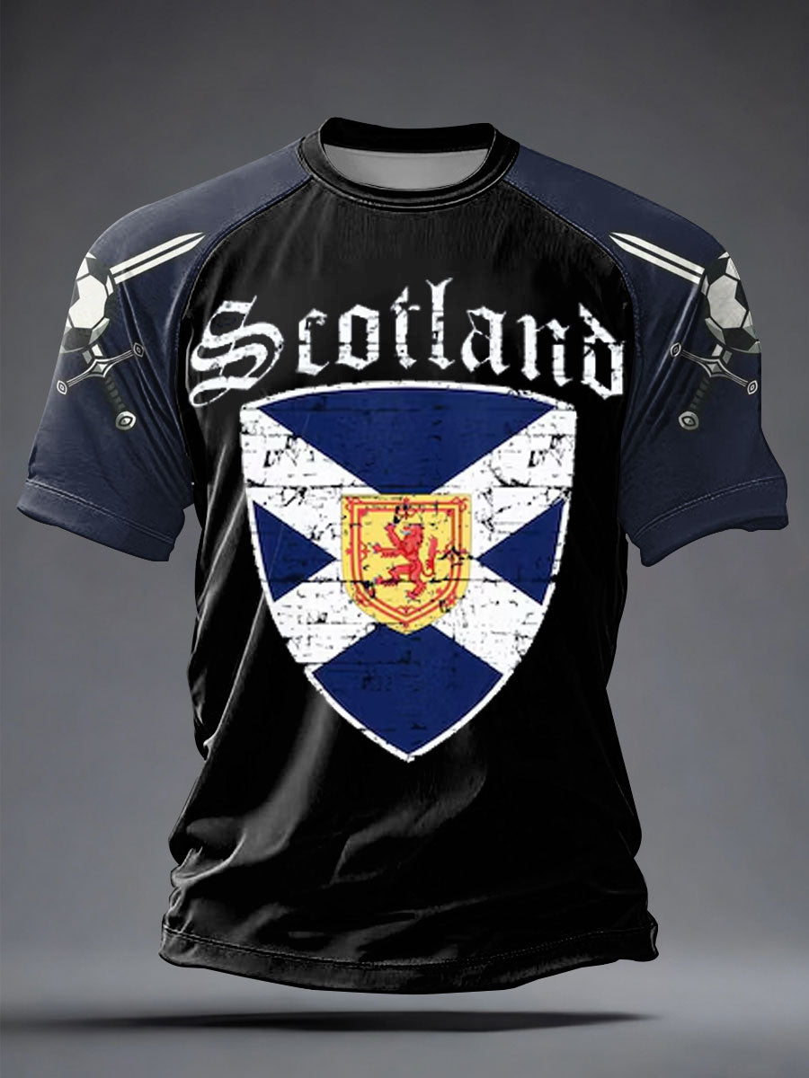 Herren-T-Shirt mit Aufdruck „UK Football Lover Scotland“ und kurzen Ärmeln
