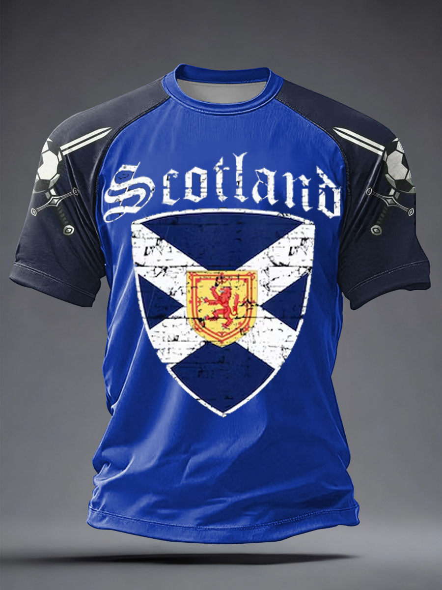 Herren-T-Shirt mit Aufdruck „UK Football Lover Scotland“ und kurzen Ärmeln