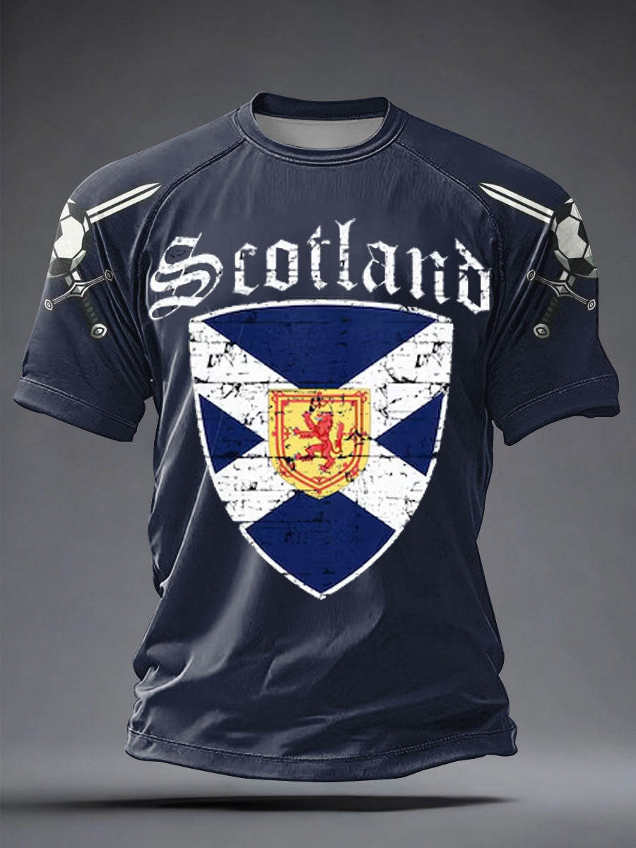 Herren-T-Shirt mit Aufdruck „UK Football Lover Scotland“ und kurzen Ärmeln