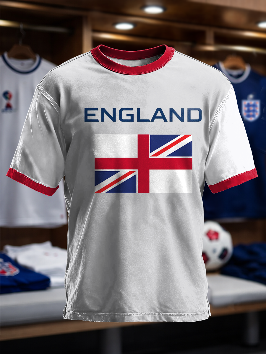 Herren-T-Shirt mit Aufdruck „UK Football Lover England“ und kurzen Ärmeln