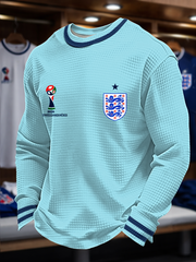 Herren-Langarmshirt mit Waffelpiqué-Print für Fußballfans aus Großbritannien (2026)