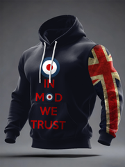 Men's UK Mods Music Lover Oversized Drop-Shoulder Hoodie with Pockets