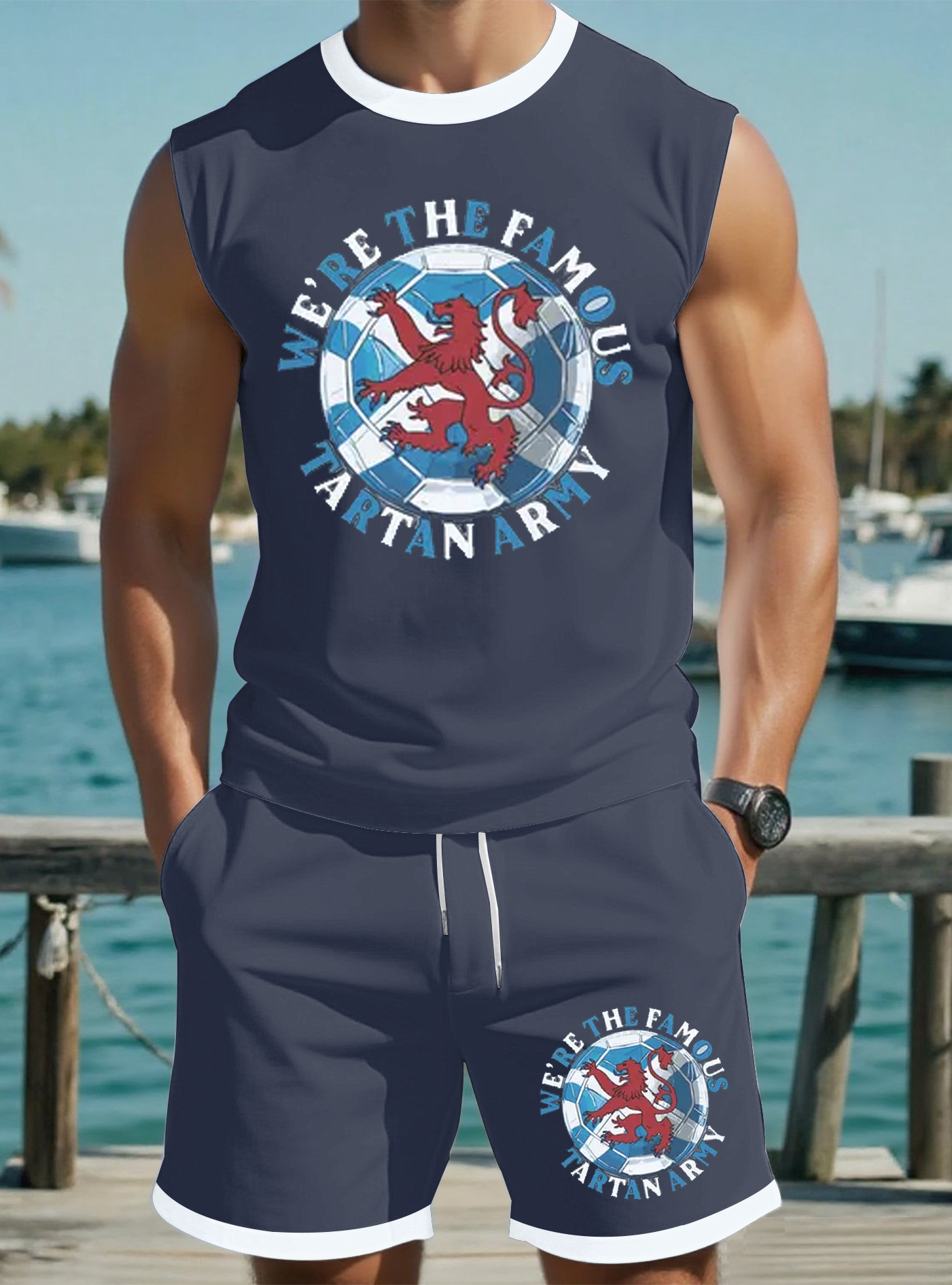Men's UK Football Lover Scotland Printed  vest set