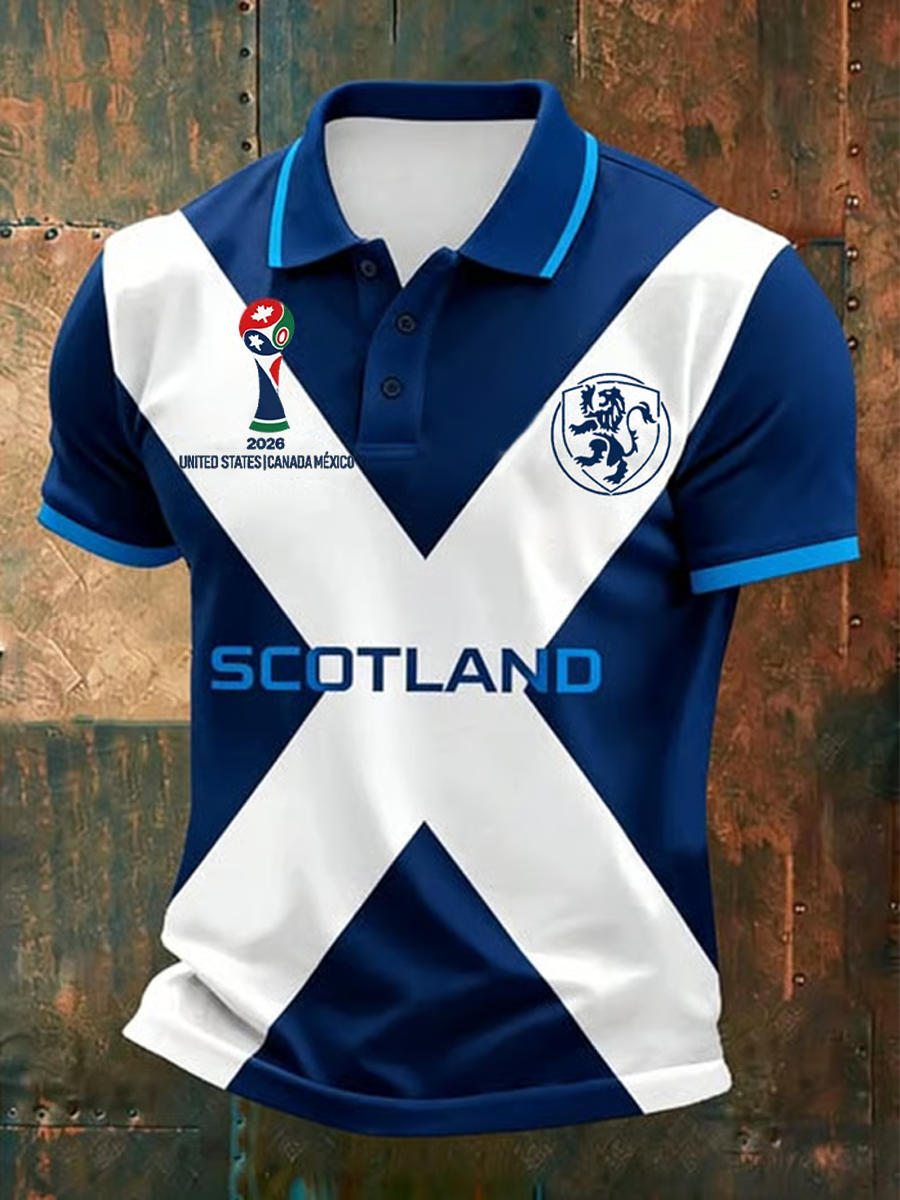 Men's UK Football Lover Scotland 2026 Printed  polo shirt