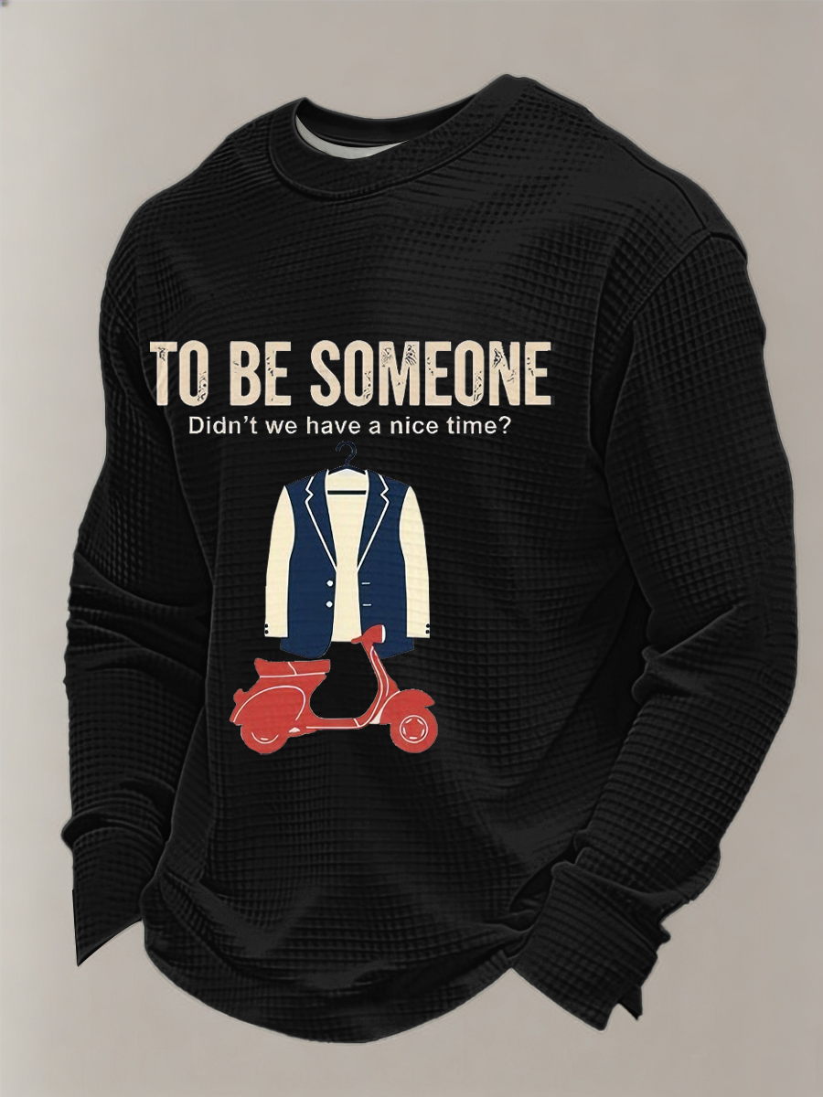 Herren-Langarmshirt mit Waffelstruktur, inspiriert von britischen Mods und Musikliebhabern