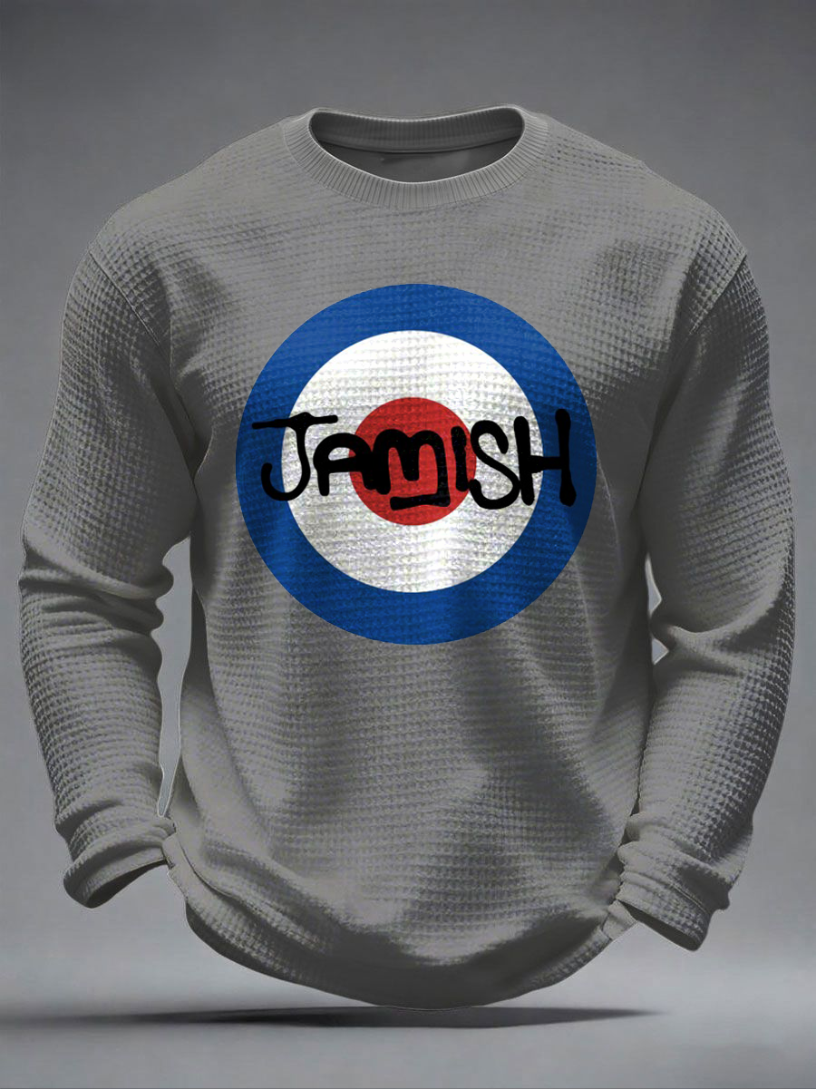 Herren-Langarmshirt mit Waffelstruktur, passend für Musikliebhaber aus Großbritannien (Mods).