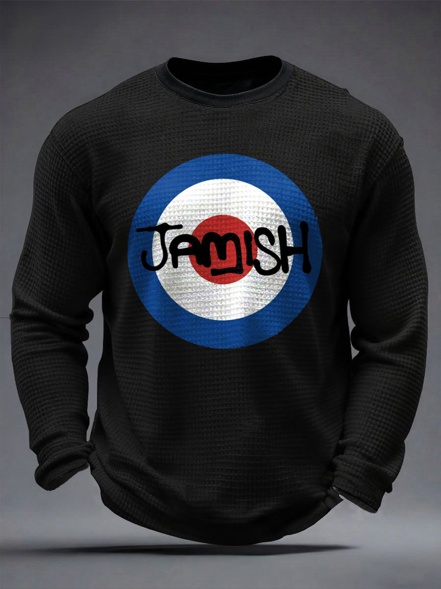 Herren-Langarmshirt mit Waffelstruktur, passend für Musikliebhaber aus Großbritannien (Mods).