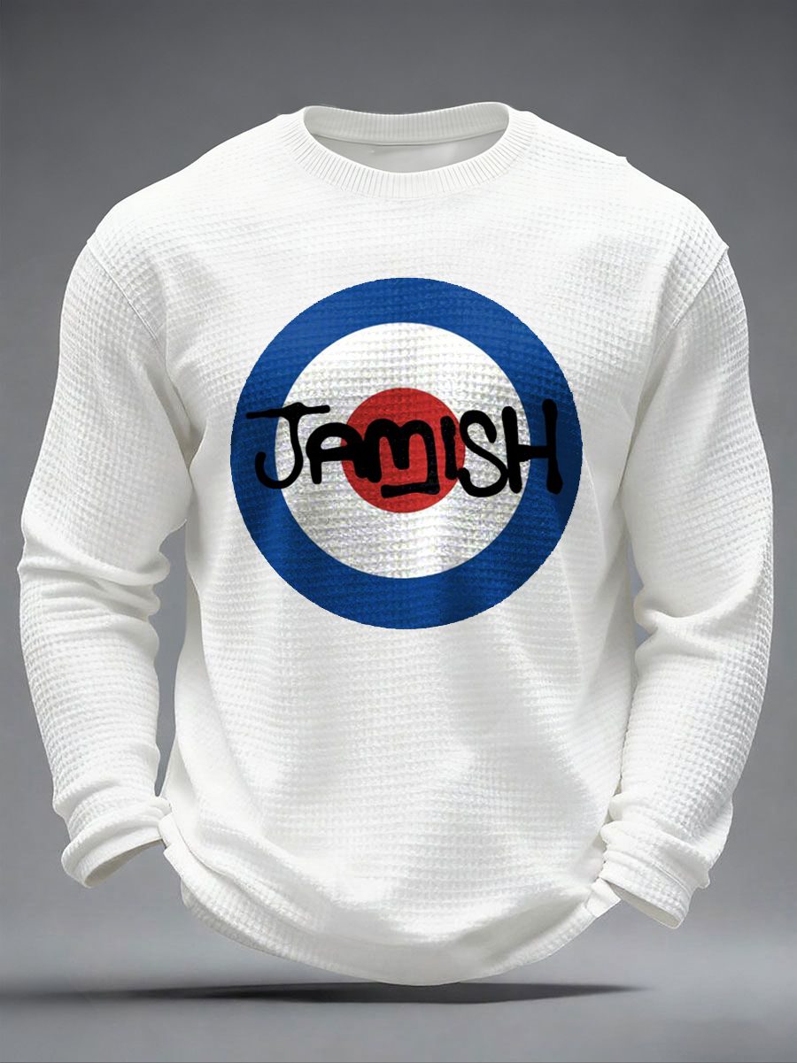 Herren-Langarmshirt mit Waffelstruktur, passend für Musikliebhaber aus Großbritannien (Mods).