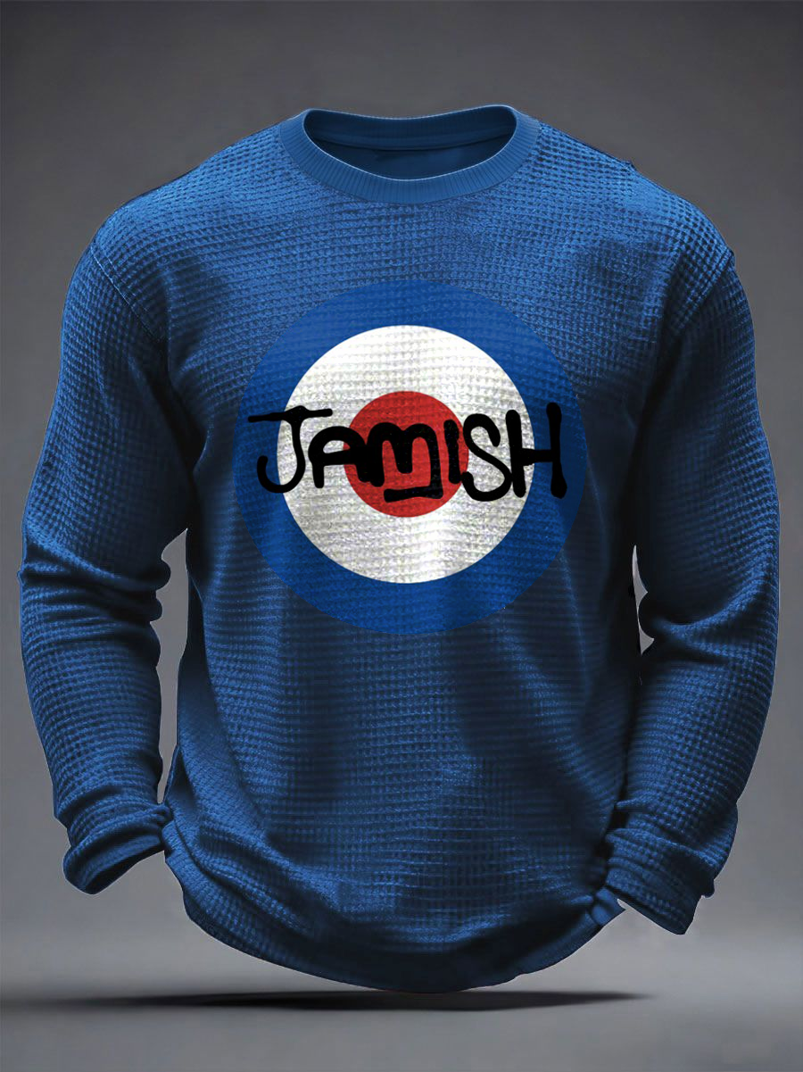 Herren-Langarmshirt mit Waffelstruktur, passend für Musikliebhaber aus Großbritannien (Mods).