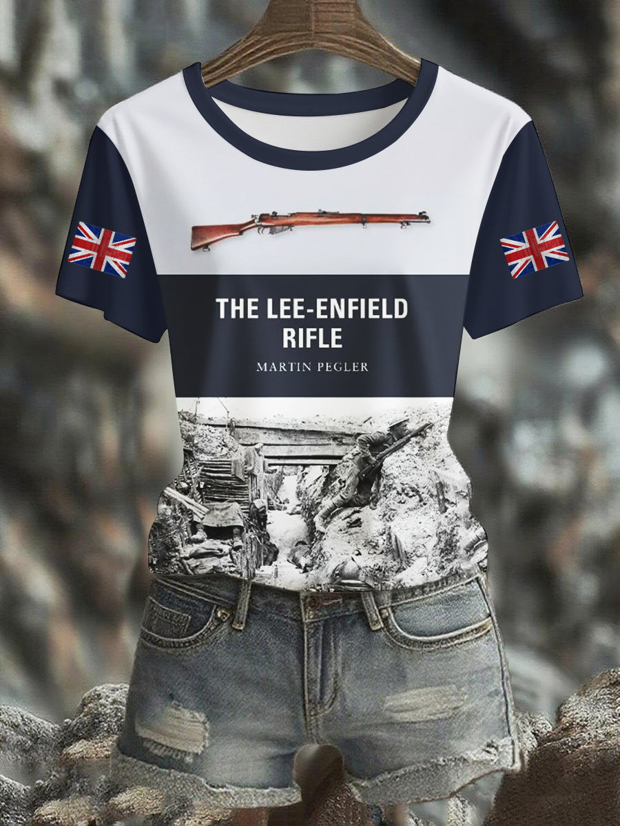 Damen-T-Shirt mit Lee-Enfield-Gewehr-Motiv (kurzärmelig)
