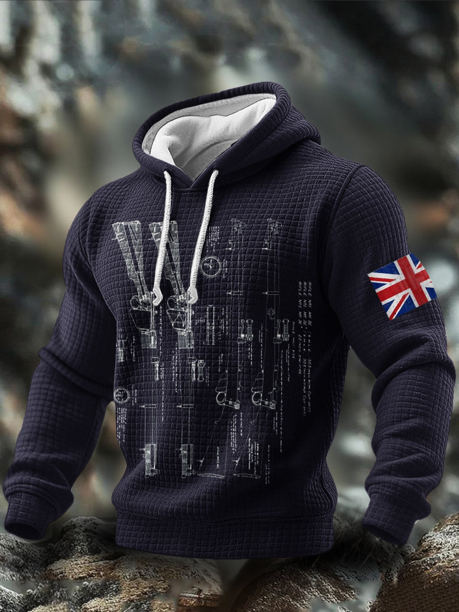 Herren-Hoodie aus Baumwolle mit Lee-Enfield-Gewehr-Muster