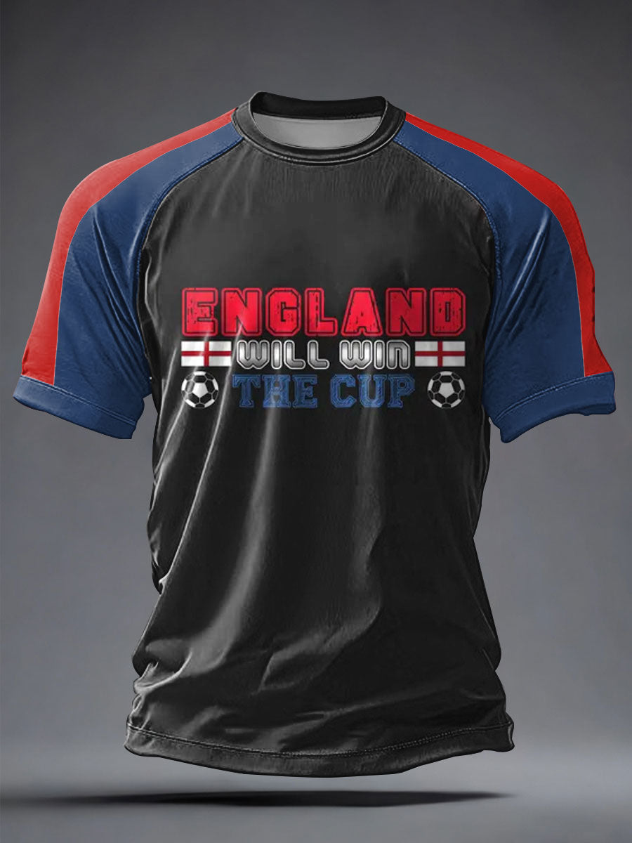 Herren-T-Shirt mit Aufdruck „UK Football Lover England“ und kurzen Ärmeln