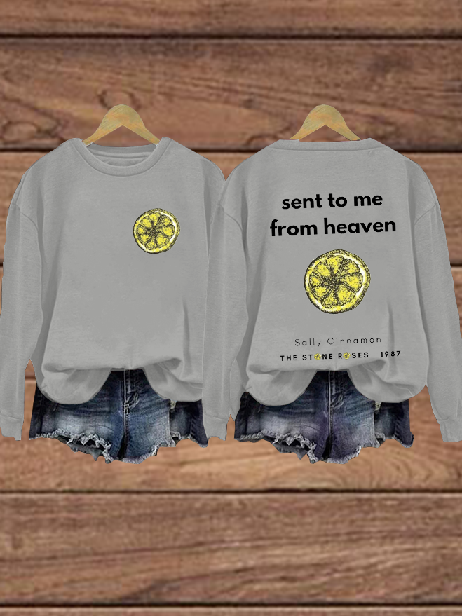Women's Lemon Roses Music Lover Printed polyester sweatshirt
