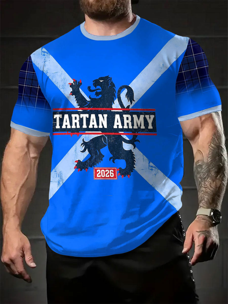 Men's Scotland Football Lover Tartan Army Printed T-shirt