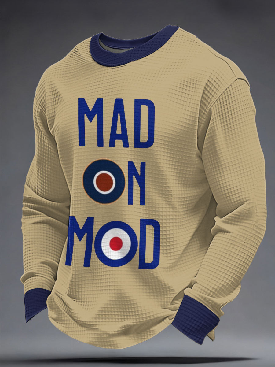 Men's Mad On Mod Mods Music Lover Printed Waffle Sweatshirt