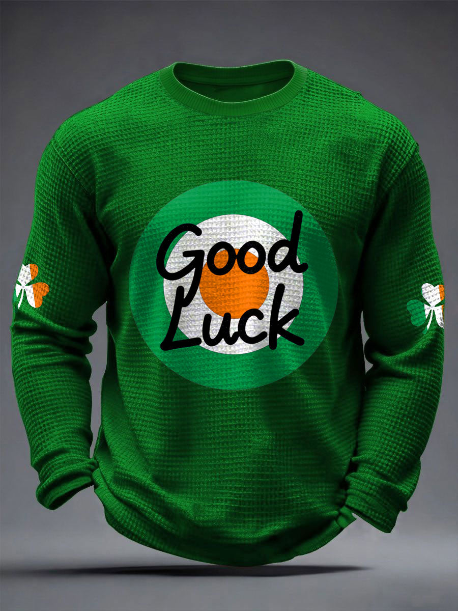 Men's Good Luck St.Partrick's Day Irish Mods Music Lover Printed Waffle Tops