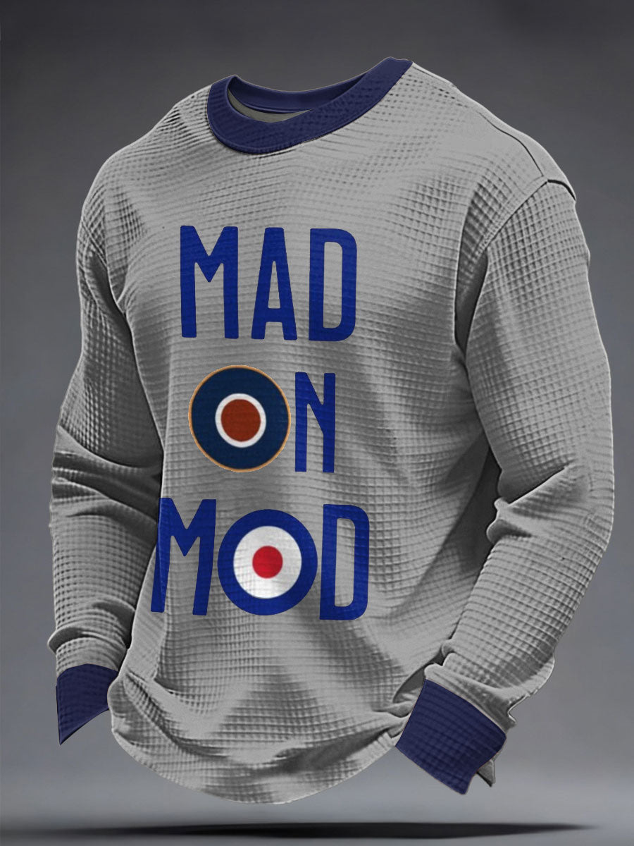 Men's Mad On Mod Mods Music Lover Printed Waffle Sweatshirt