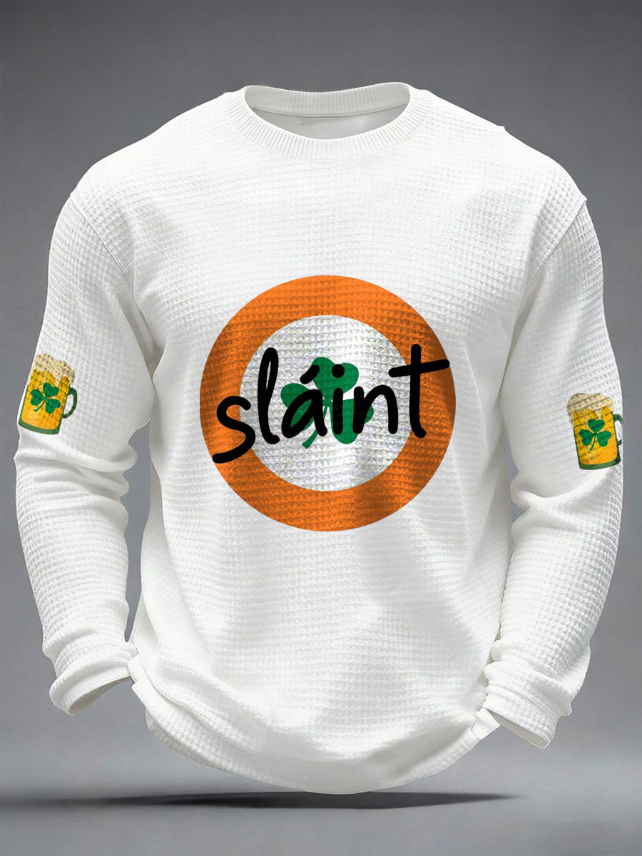 Men's Good Luck St.Partrick's Day Irish Mods Music Lover Printed Waffle Tops