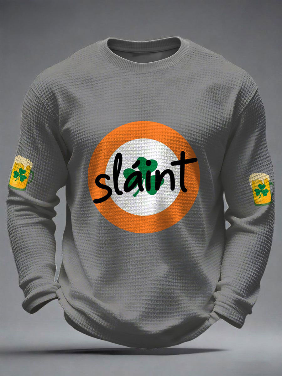 Men's Good Luck St.Partrick's Day Irish Mods Music Lover Printed Waffle Tops