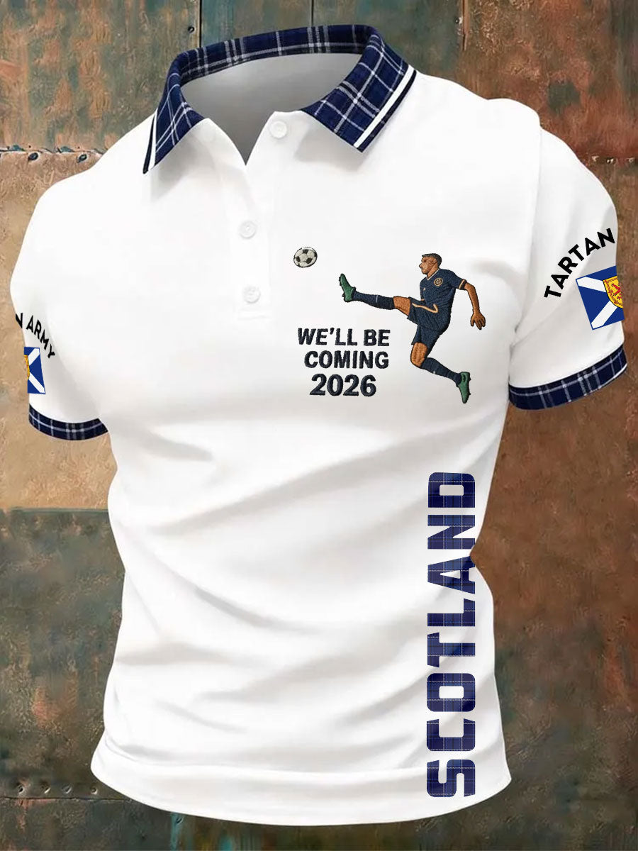 Men's Scotland Football Lover Tartan Army Printed Casual Tops