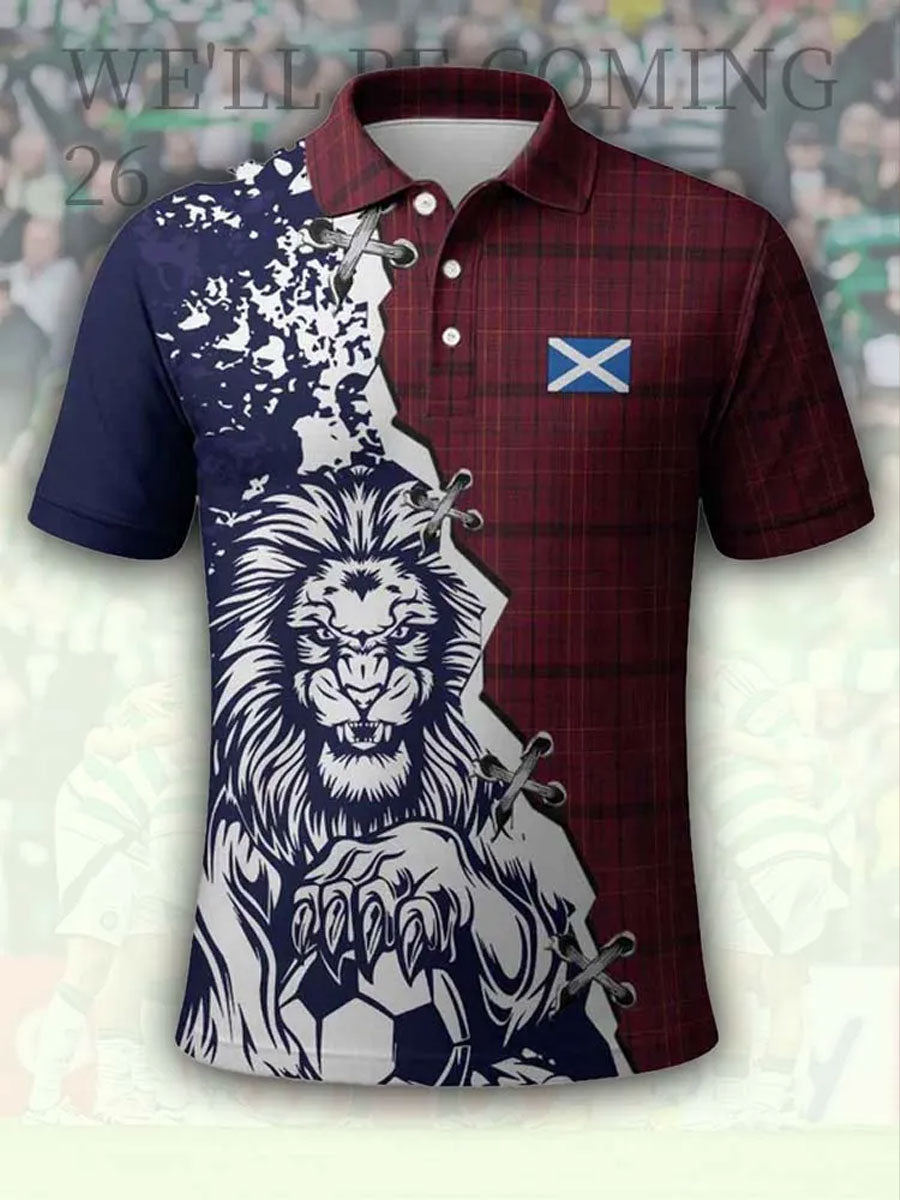 Men's Scotland Football Lover Tartan Army Printed Casual Tops