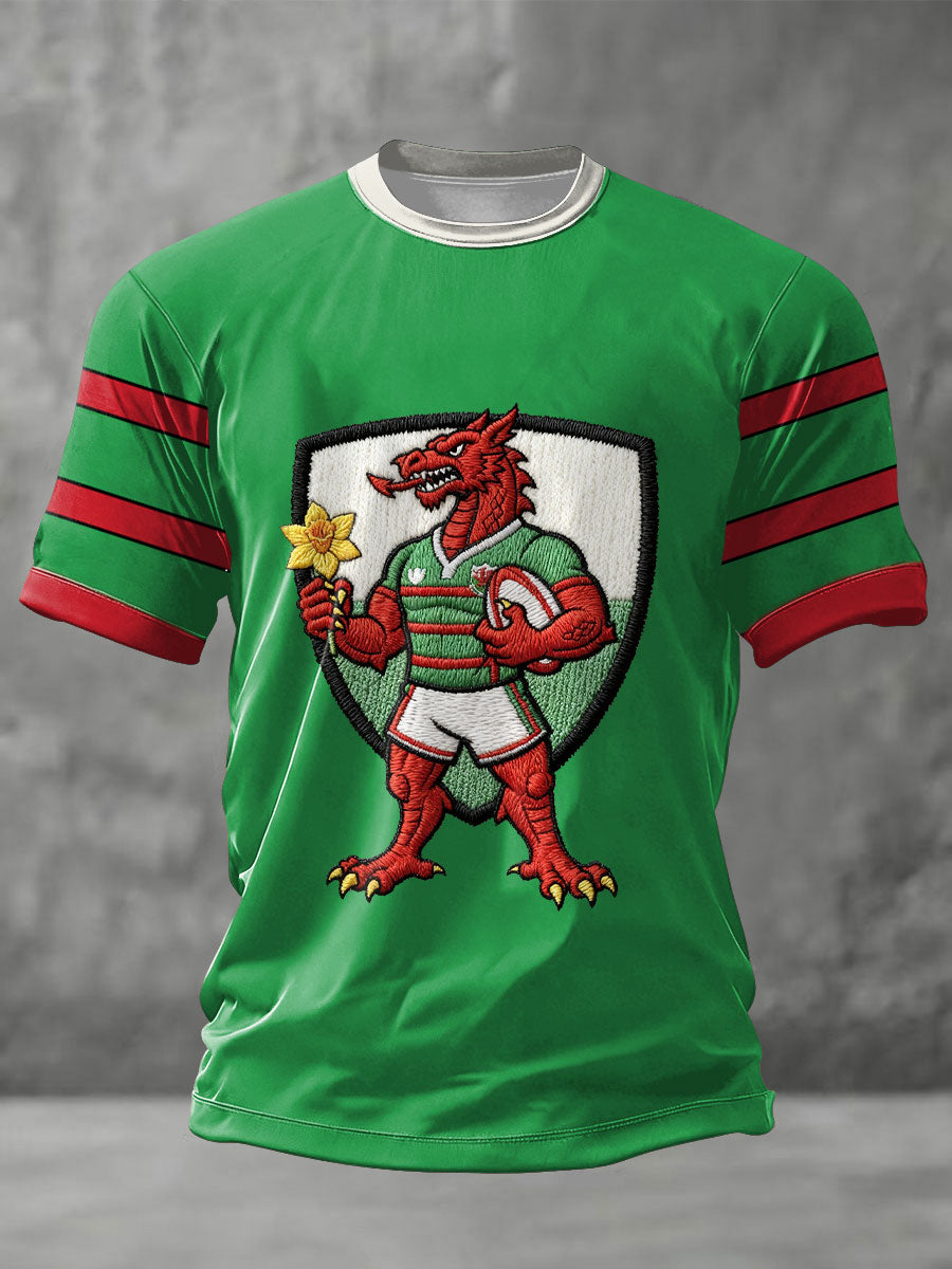 Herren-T-Shirt mit Aufdruck für Rugby-Fans aus Wales