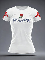 Women's England Rugby Lover Roses Printed T-Shirt