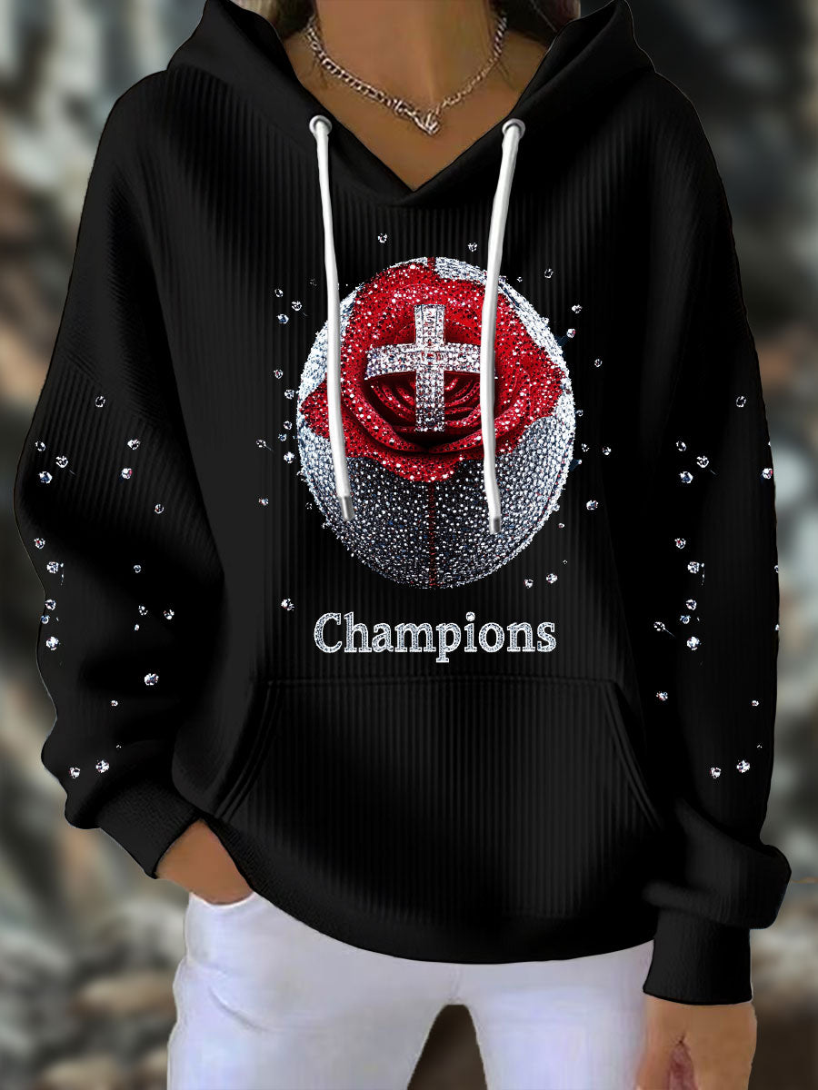 Women's England Rugby Lover Roses Printed Hoodie