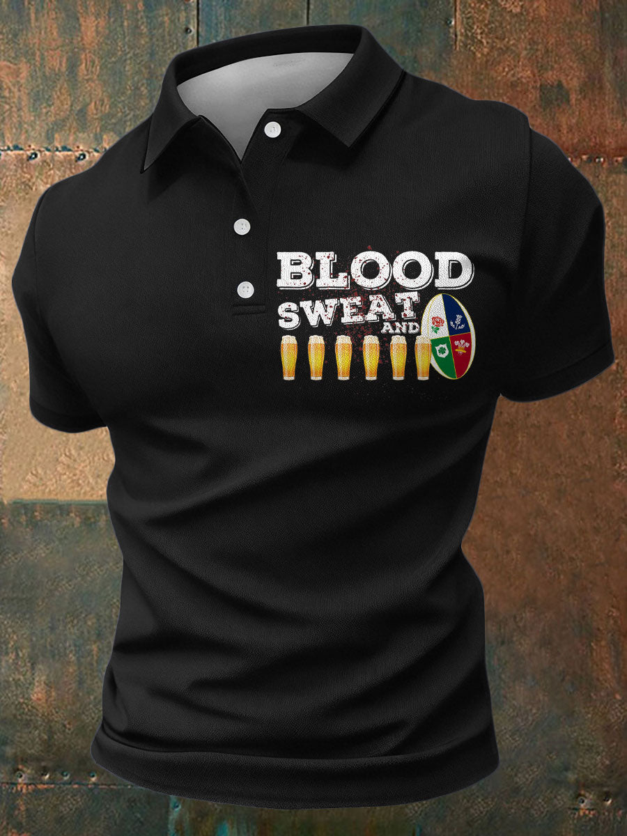 Herren-Freizeittops mit Aufdruck „Blood Sweet Rugby Lover“