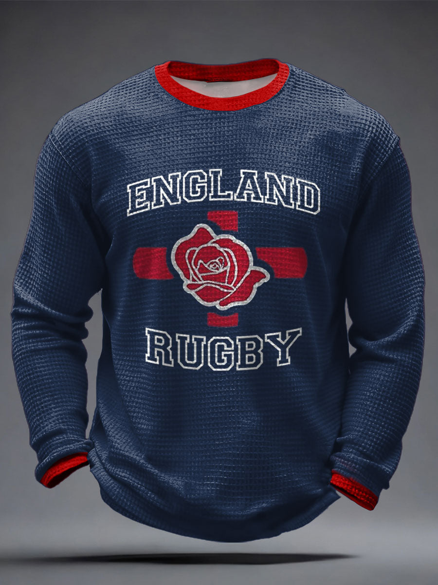 Herren-Waffelshirt mit England-Rugby-Motiv