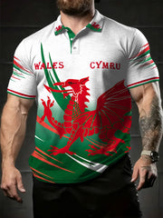 Men's Wales Welsh Rugby Lover Printed Casual Tops