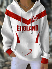 Women's England Rugby Roses Lover Printed Hoodie