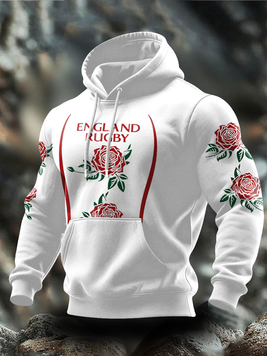 Herren-Hoodie mit Aufdruck „Rugby England Roses Lover“