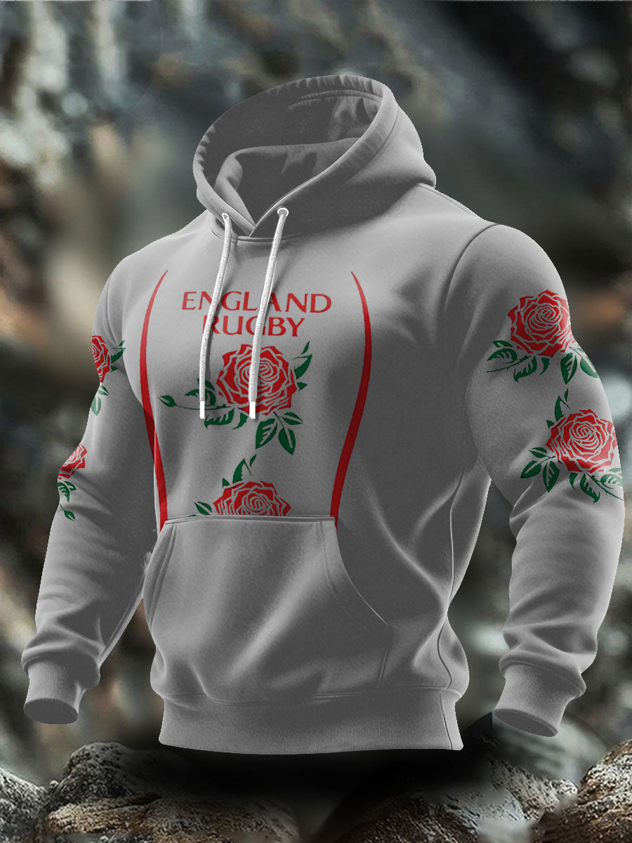 Herren-Hoodie mit Aufdruck „Rugby England Roses Lover“