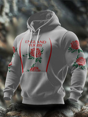 Herren-Hoodie mit Aufdruck „Rugby England Roses Lover“