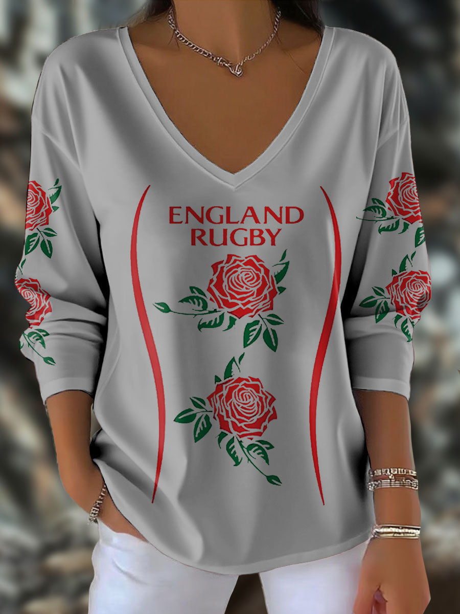 Women's England Rugby Roses Lover Printed Tops