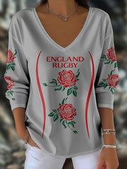 Women's England Rugby Roses Lover Printed Tops