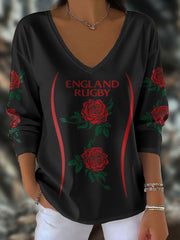 Women's England Rugby Roses Lover Printed Tops