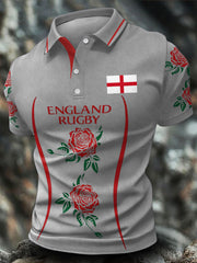 Herren-Freizeittops mit England-Rugby-Motiv und Rosenmotiv